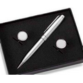 Rounded Cufflinks & Ball Point Pen Set with Gift Box
